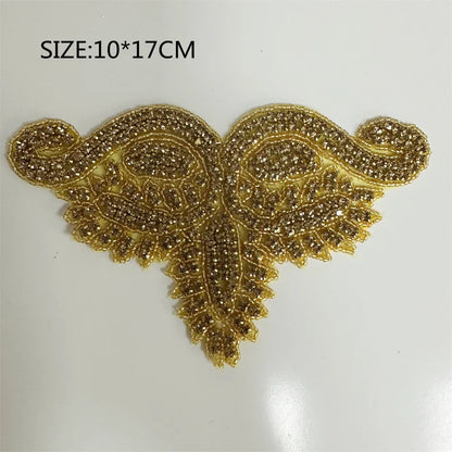 1PCS  AB Silver Rhinestone Applique flower patches Iron on/sew on wedding dress accessories For Clothes Decoration