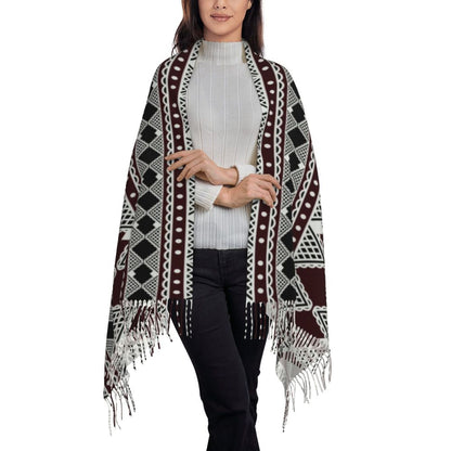 Amazigh Foutha Kabyle Scarf Wrap Women Long Winter Warm Tassel Shawl Unisex Mediterranean Geometric Scarves