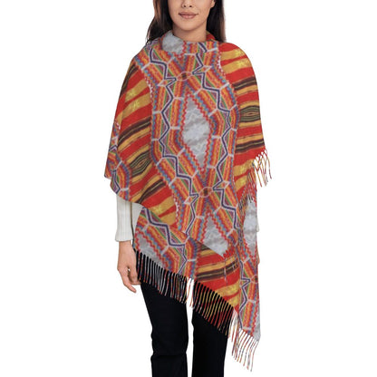 Amazigh Berber Kabyle Jewelry Scarf Wrap Women Long Winter Fall Warm Tassel Shawl Unisex Africa Ethnic Style Scarves