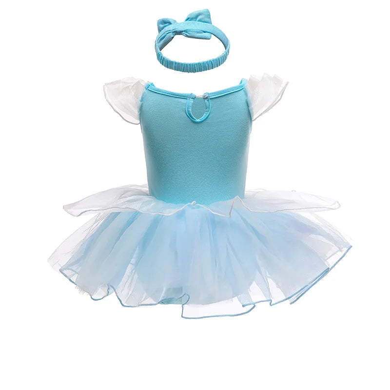 Baby Girls Princess Romper Bodysuit Headband 2pcs Elsa Anna Snow White Mermaid Bell Costumes Newborn Jumpsuits Tulle Bow Rompers