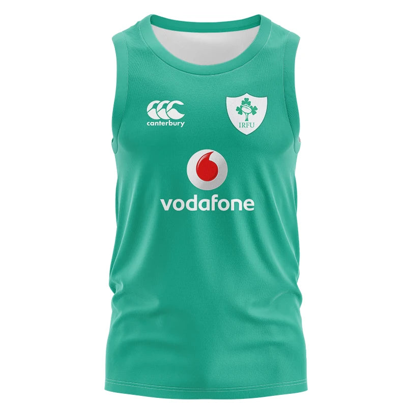 Ireland Vest Rugby Jersey 2025 Home Away Rugby Shirt T-Shirt Singlet Vest American Fashion Sportswear Men's Women's 3D Print Top