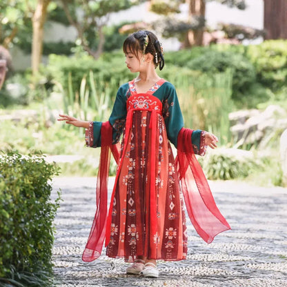 Retro Chinese Hanfu Girls' Casual Dress