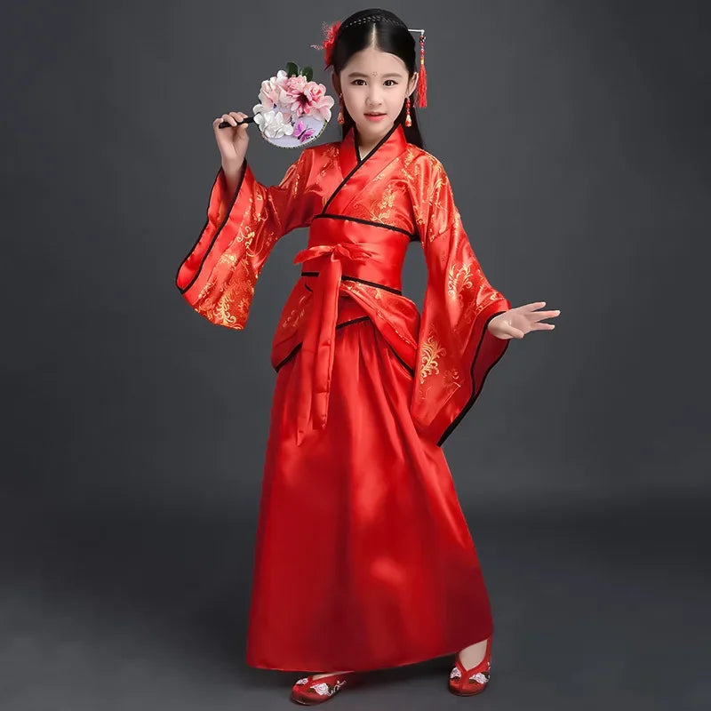 Ancient Costume Dance Girl Set Performance Show Child Clothing Cosplay Princess Chinese Traditional Dress for Girls Hanfu Dress