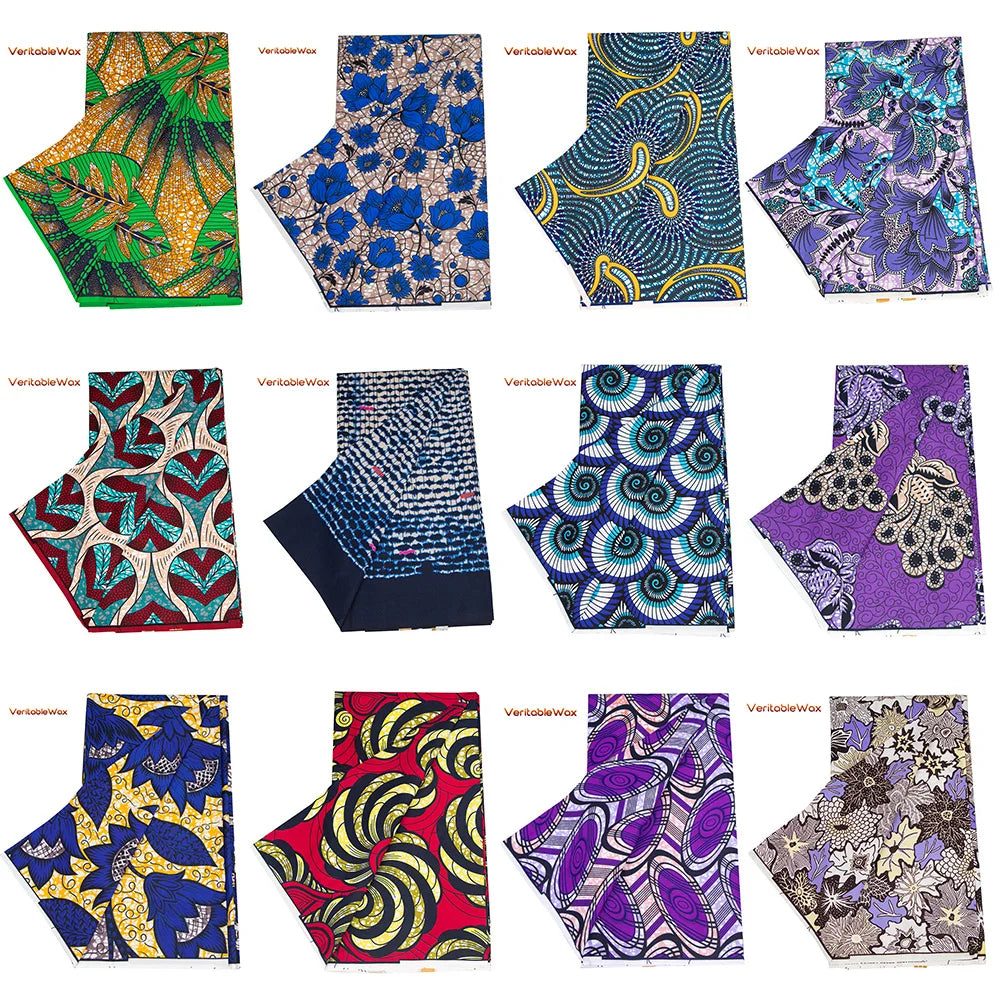 2024 Veritablewax African Dashiki Fabric Real Wax Patchwork Sewing Dress Craft Cloth Polyester High Quality Tissu N-33