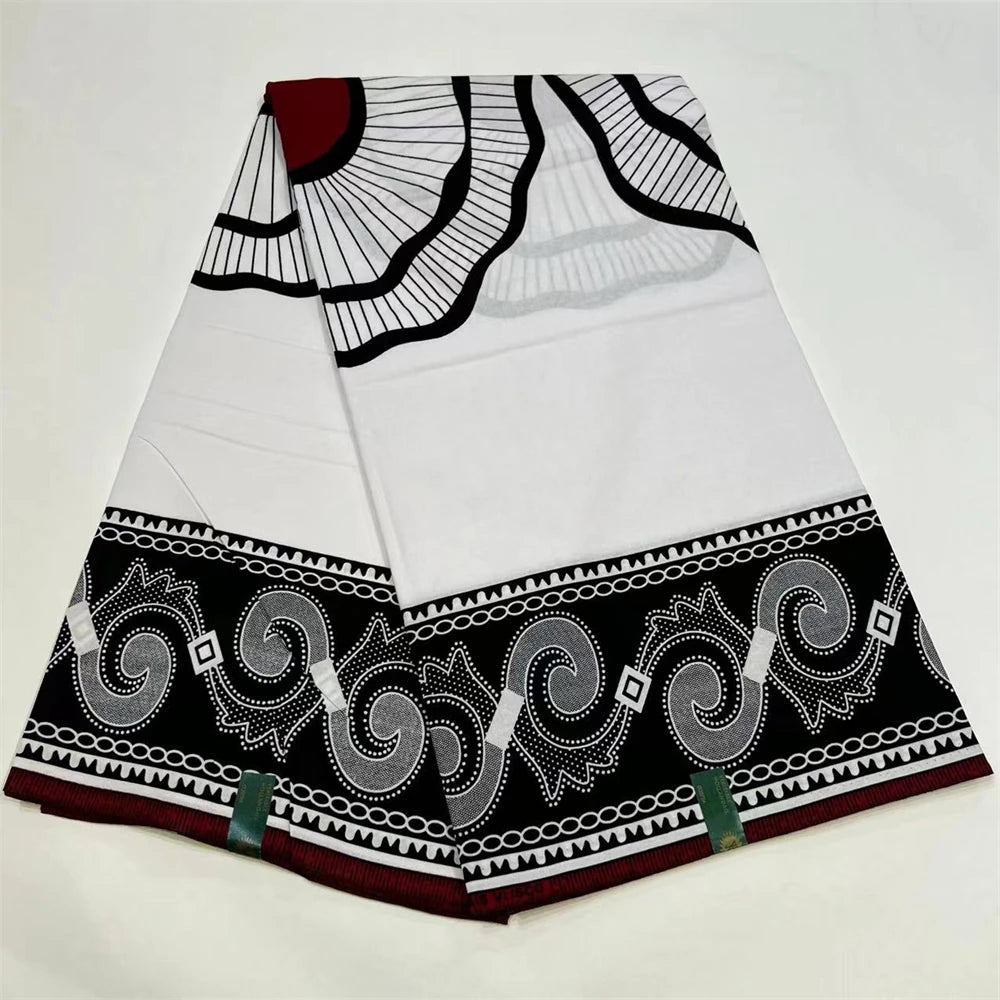 African Wax Fabric High Quality Wax Wholesale Nigeiran Wax Prints Material 6 Yards Black And White Red