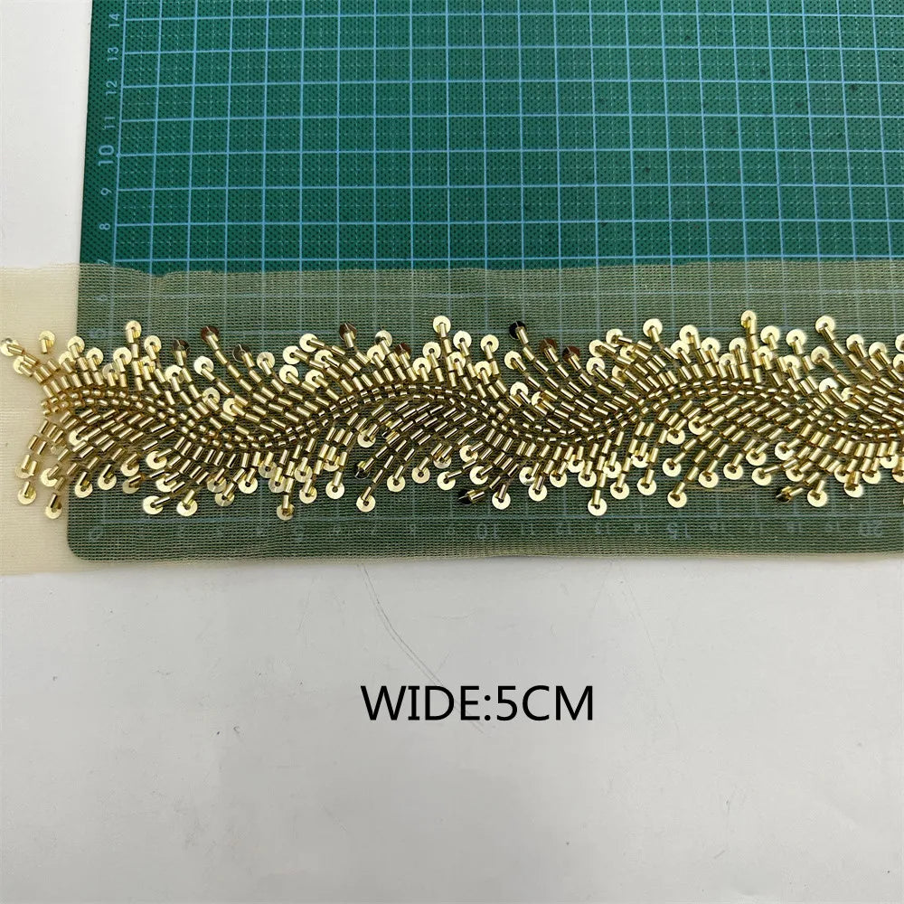 3yards New design Beaded Embroidered Trim for Bridal Wedding  craft for diy garment