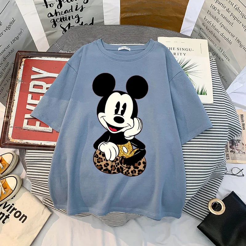 Kawaii Womens T-shirts Mickey Anime Blouses Y2k Clothing Graphic T Shirts Clothes Harajuku Oversized T Shirt Tops Harajuku