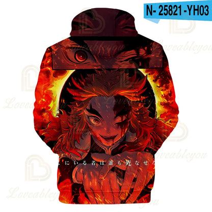 Kimetsu No Yaiba Anime 3D hoodie Kochou Shinobu Cosplay Costume Demon Slayer hoodies Men Women Rengoku Shinjurou Sweatshirts