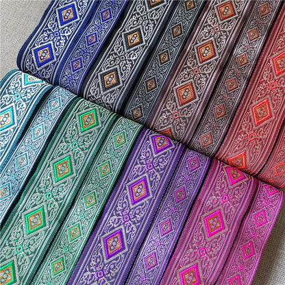 20mm-33mm 7meters Jacquard Ribbon Ethnic Lace Trim Embroidered Woven Webbing Tape For Sewing Crafting Decorative