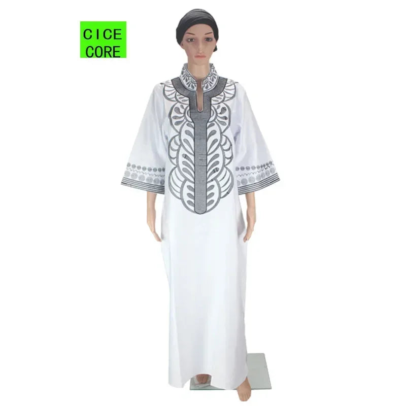 African dresses for women dashiki soft embroidery desing long dress without scarf