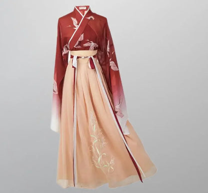 Chinese Hanfu Girl Han Element Ancient Style Ming and Tang Traditional Costume Girl Coat Skirt New Year's Day Performance Dress