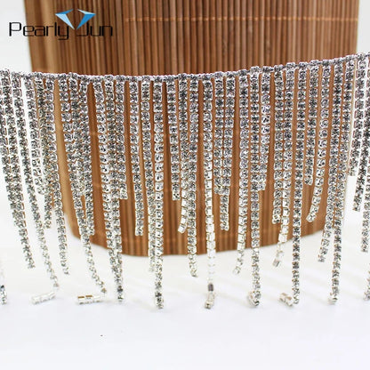 Luxury Diamond Tassel Chain Decoration – 1/5 Yard Rhinestone Trim for Skirts, Coats, Bags, Dresses & DIY Sewing Accessories (Model ML117)