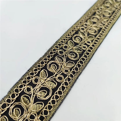 1 Yards Gold thread Lace Fabric DIY Embroidered Lace Trim for Garments Headdress Wedding Decor Sewing Handmade Supplies