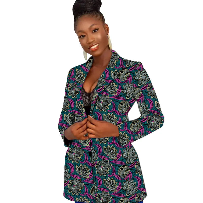 Original Design Women's Suit Jackets Colorful Print Female Ankara Blazers African Wedding Party Short Coat