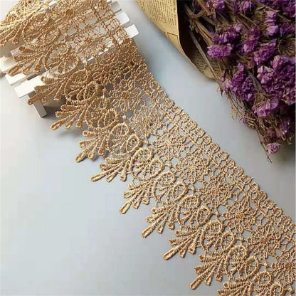 2 Yards 10 cm Lace Ribbon Trims Costume Trimmings Cream Brown Dress Applique Polyester DIY Crafts Sewing Fabric Gray Gold