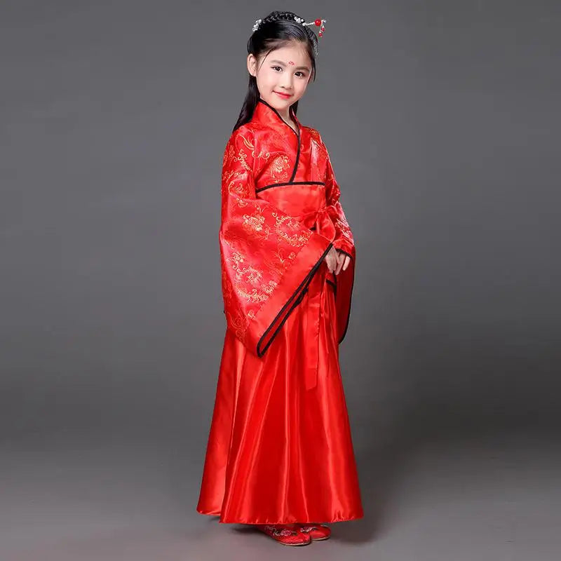 Hanfu Children 2023 Chinese Costume Kids Flower Girl Dresses Traditonal Stage Wear Women Dance Costume Adult Fairy Dress