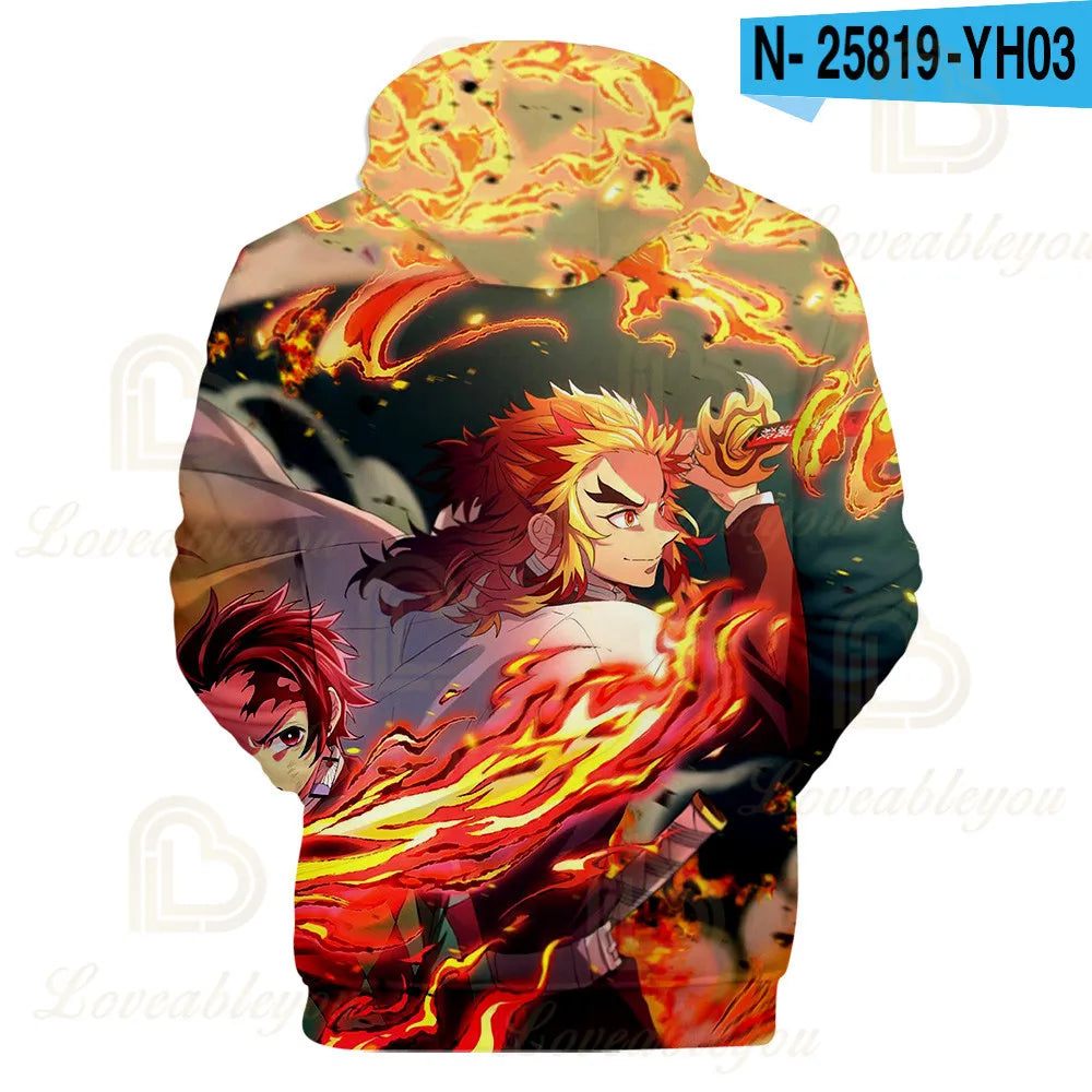 Kimetsu No Yaiba Anime 3D hoodie Kochou Shinobu Cosplay Costume Demon Slayer hoodies Men Women Rengoku Shinjurou Sweatshirts