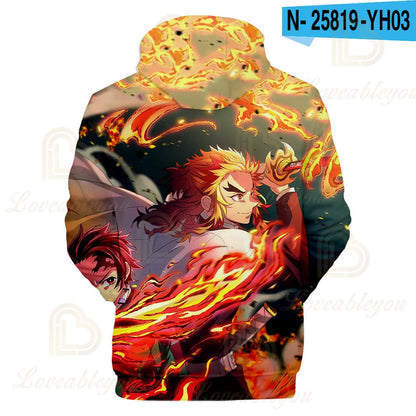 Kimetsu No Yaiba Anime 3D hoodie Kochou Shinobu Cosplay Costume Demon Slayer hoodies Men Women Rengoku Shinjurou Sweatshirts