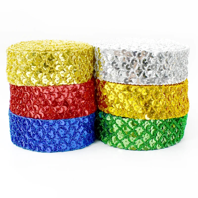 2/5/10M 15/20/35mm Sequin Ribbons Lace Trim for Sewing Wedding Party Laces Fabric Garment Decor Band DIY Supplies Accessories