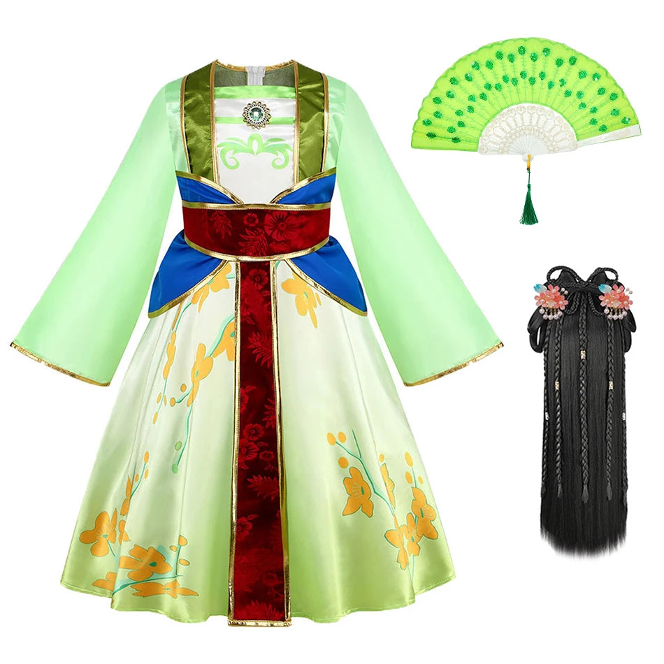 Kids Mulan Cosplay Princess Dress Girls Chinese Style Hanfu Traditional Costume Children Birthday Carnival Party Fairy Clothing