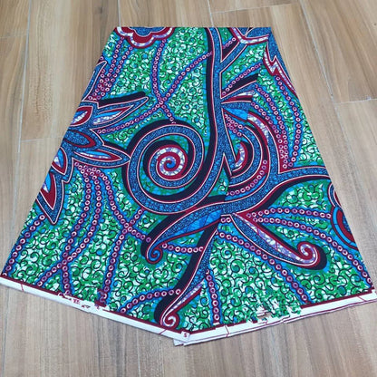 2019 Green Ankara African Wax Prints 100% cottonr Fabric Binta Real Wax High Quality 6 yard African Fabric for Party Dress