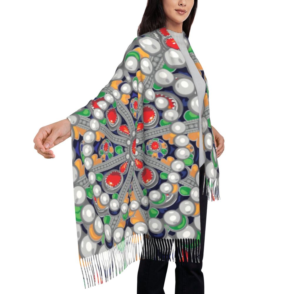 Amazigh Berber Kabyle Jewelry Scarf Wrap Women Long Winter Fall Warm Tassel Shawl Unisex Africa Ethnic Style Scarves