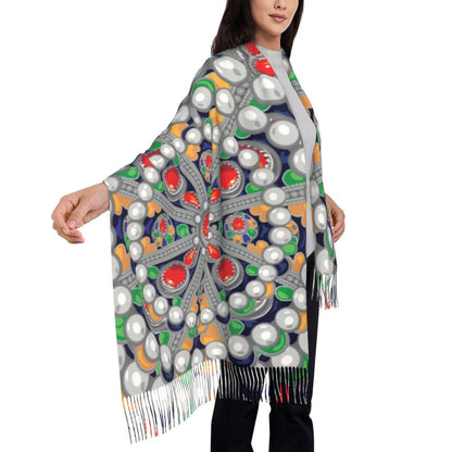 Amazigh Berber Kabyle Jewelry Scarf Wrap Women Long Winter Fall Warm Tassel Shawl Unisex Africa Ethnic Style Scarves