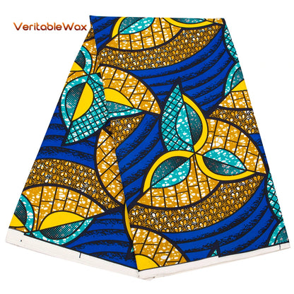 Veritablewax Fan Pattern African Fabric By the Yard Polyester Material For Handsewing High Quality Cloth for Party Dress A-27