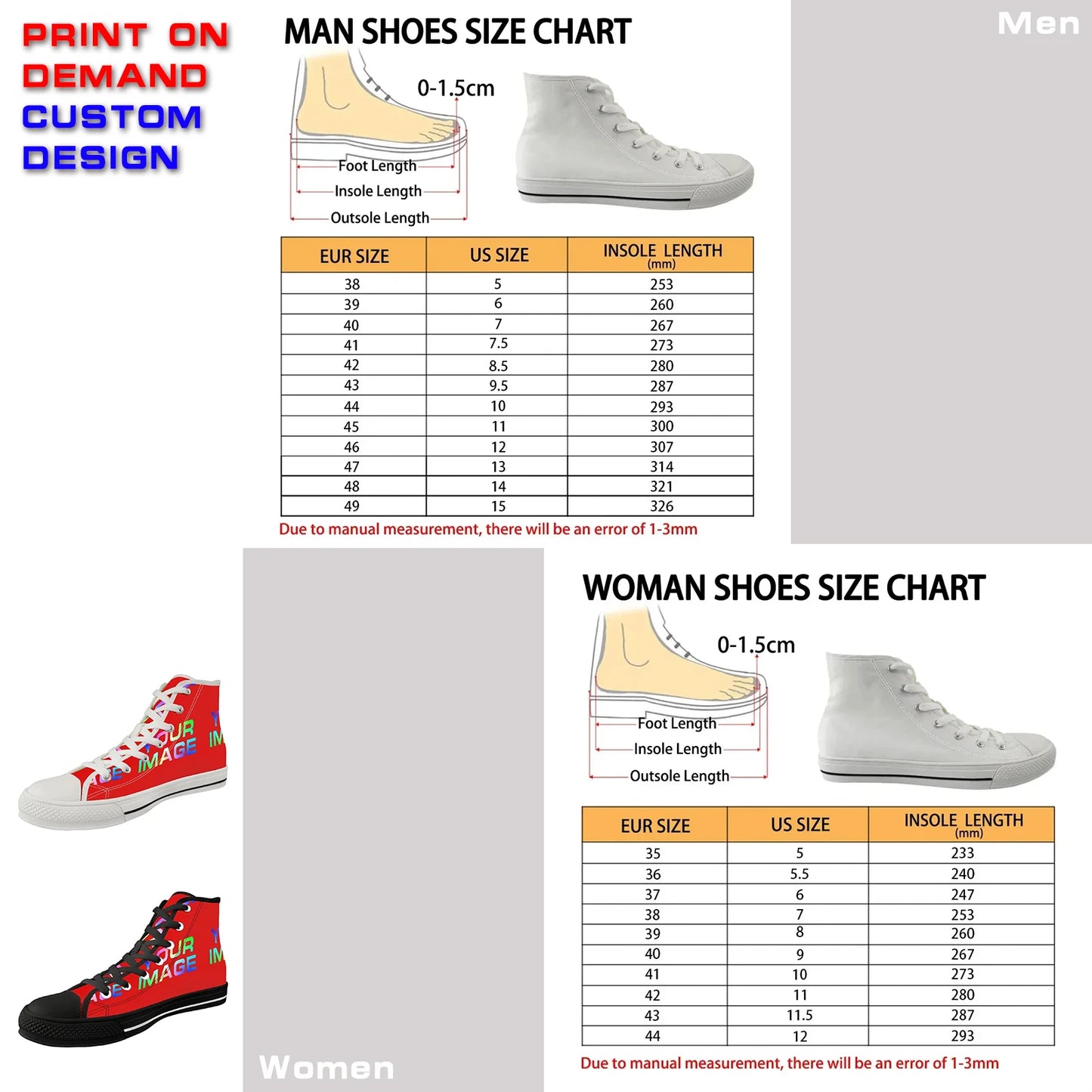 Custom Sneakers Canvas Flat Leather Boots Running Shoes Woman Man Print On Demand Image Design Holiday Matching DIY Dropshipping