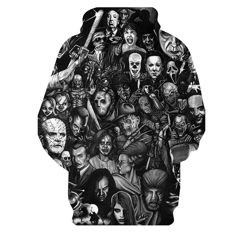 New Arrival Personality Hoodies Horror Movies 3D Printed Pullover Men Women Casual Oversized Hooded Sweatshirts Cool Hoodie