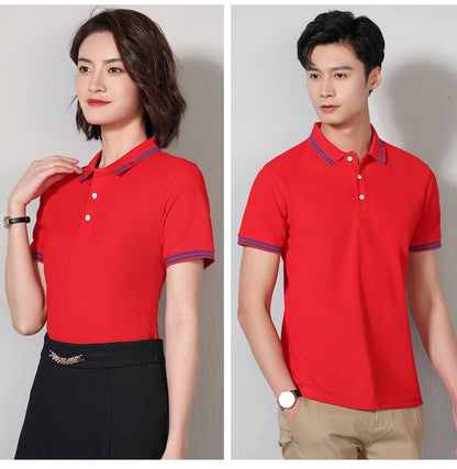 Men Polo T-shirt Logo Customizable Golf Hombre Polos 50% Cotton Daily Smart Casual Clothing Summer Autumn Lapel Top Personalized