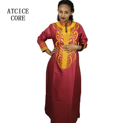 African dresses for women dashiki soft embroidery desing long dress without scarf