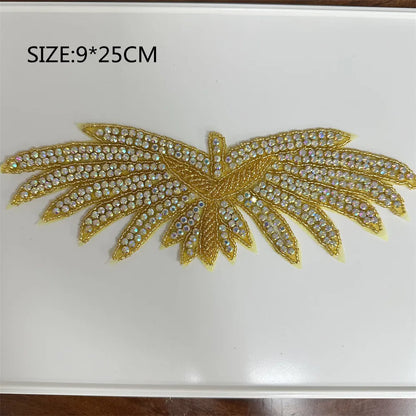 1PCS  AB Silver Rhinestone Applique flower patches Iron on/sew on wedding dress accessories For Clothes Decoration