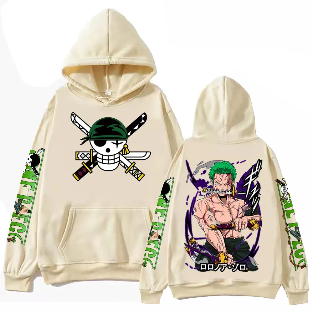 Anime One-Piece Zoro Hoodie Harajuku Hip Hop Pullover Tops Fans Gift