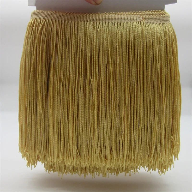 New 10Meters 20cm Wide Lace Fringe Trim Tassel Fringe Trimming For Latin Dress Stage Clothes Accessories Lace Ribbon Tassel