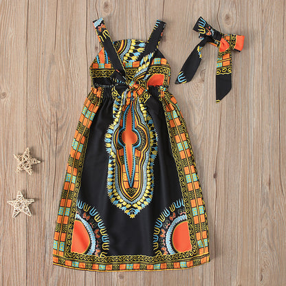 African Clothes Kids Fashion Dashiki Dress Robe Africaine Baby Girl Clothes Bazin Riche Sleeveless African Dresses for Girl