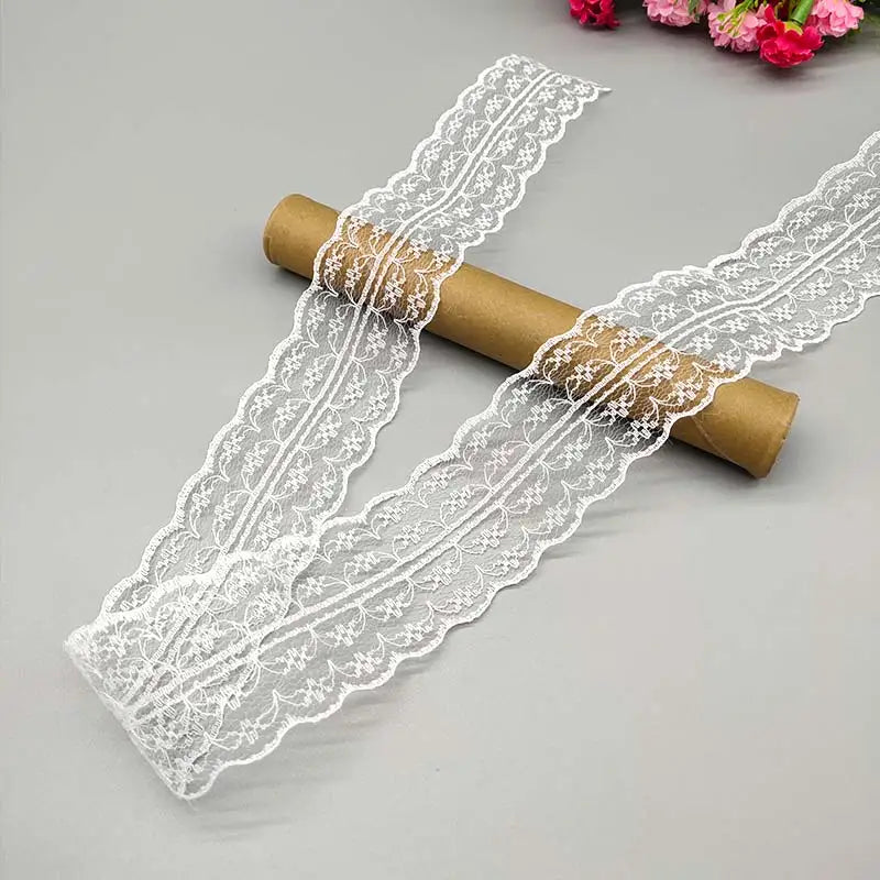 Wholesale 10 Yards White Lace Ribbon Lace Trim Fabric DIY Embroidered Lace trimmings for Sewing Accessories African Fringe Lace