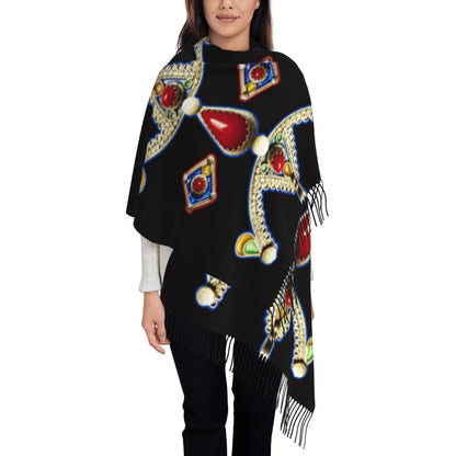 Amazigh Berber Kabyle Jewelry Scarf Wrap Women Long Winter Fall Warm Tassel Shawl Unisex Africa Ethnic Style Scarves