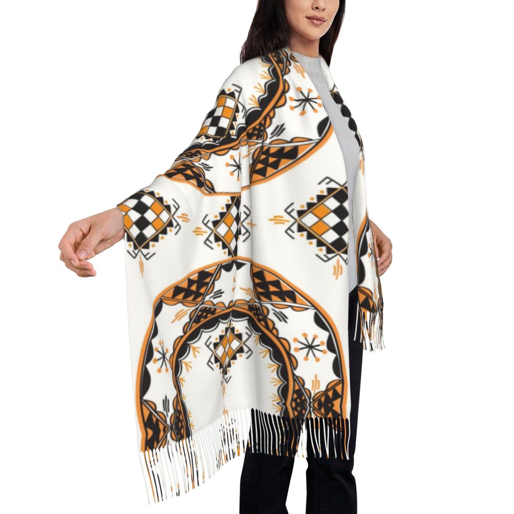 Print Amazigh Pride Tifinagh Patriotic Kabyle Scarf Men Women Winter Warm Scarves Traditional Geometric Amazigh Shawl Wrap