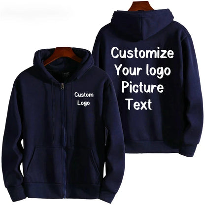 Custom Your Logo Zipper Hoodies Women Men Fashion Long Sleeve Hooded Sweatshirt Hot Sale Casual Autumn Winter Sportwear Clothes