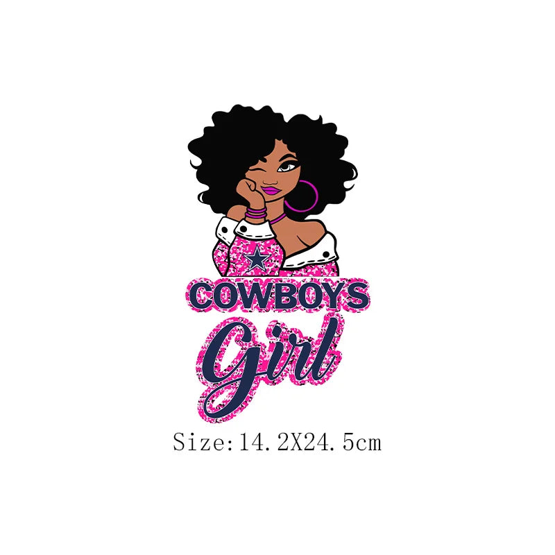 Afro Women Heat Transfer Patch For Clothing Fashion Black Girl DIY T-Shirt Hoodie Iron On Patch On Men And Women Clothes Sticker