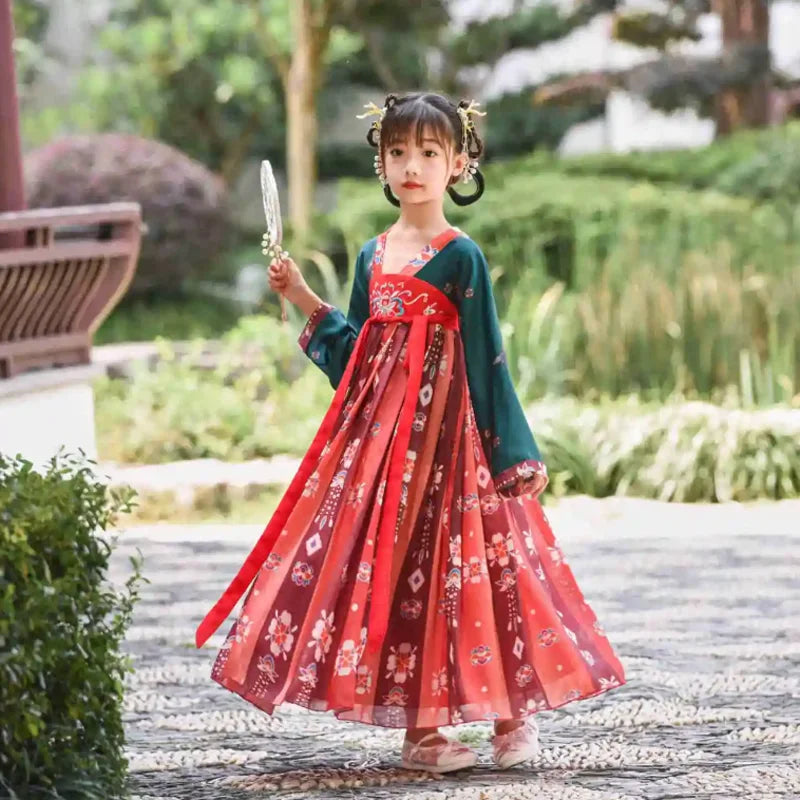 Retro Chinese Hanfu Girls' Casual Dress