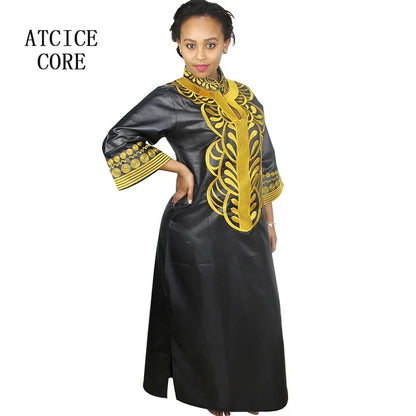 African dresses for women dashiki soft embroidery desing long dress without scarf