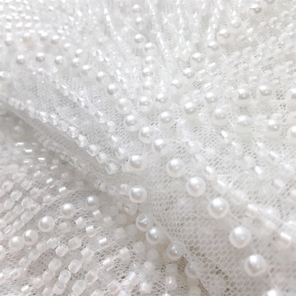 African French Tulle Mesh Beaded Lace Fabric High Quality 2025 Nigerian Mesh Lace Luxury For Women Wedding Dresses,2.5yards 4034