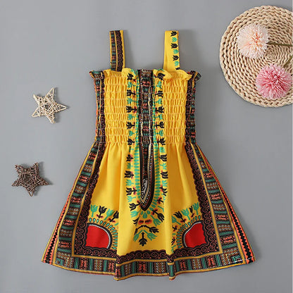 African Dress Girl Traditional African Clothing Dashiki Ankara Kid Kawaii Sundress Elegant Children Print Summer Style