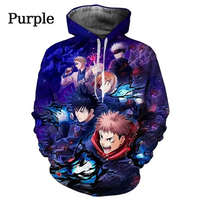 Anime Manga Jujutsu Kaisen Pattern Men's Hoodie Satoru Gojo Sweatshirt 3D Print Men's Hoodie Fashion Pullover New Men's Clothing