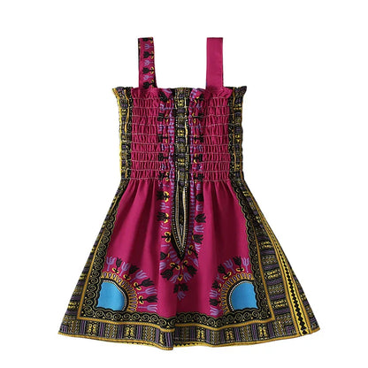 2022 Summer Fashion Style African Children Polyester Printing Dress Girl Dress African Dresses for Children