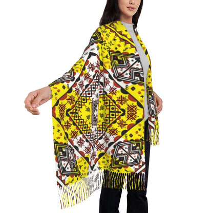 Amazigh Foutha Kabyle Scarf Wrap Women Long Winter Warm Tassel Shawl Unisex Mediterranean Geometric Scarves