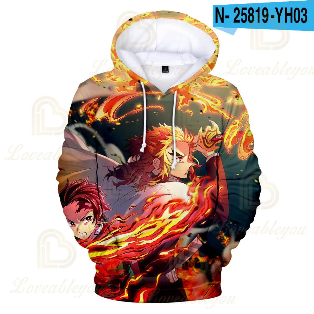 Kimetsu No Yaiba Anime 3D hoodie Kochou Shinobu Cosplay Costume Demon Slayer hoodies Men Women Rengoku Shinjurou Sweatshirts