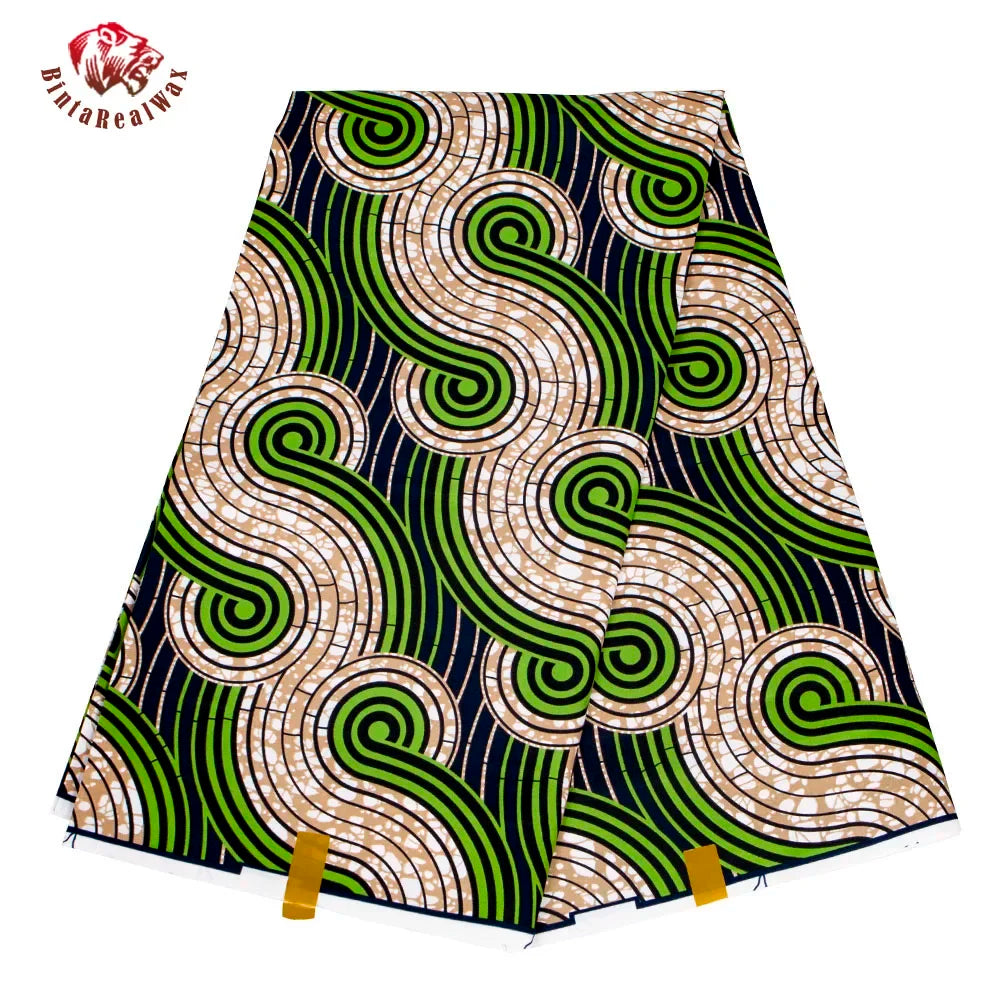 Ankara African Print Leaf Pattern Fabric Patchwork Real Wax Dress Sewing Tissu Craft DIY Textile Material for Party Fp6542